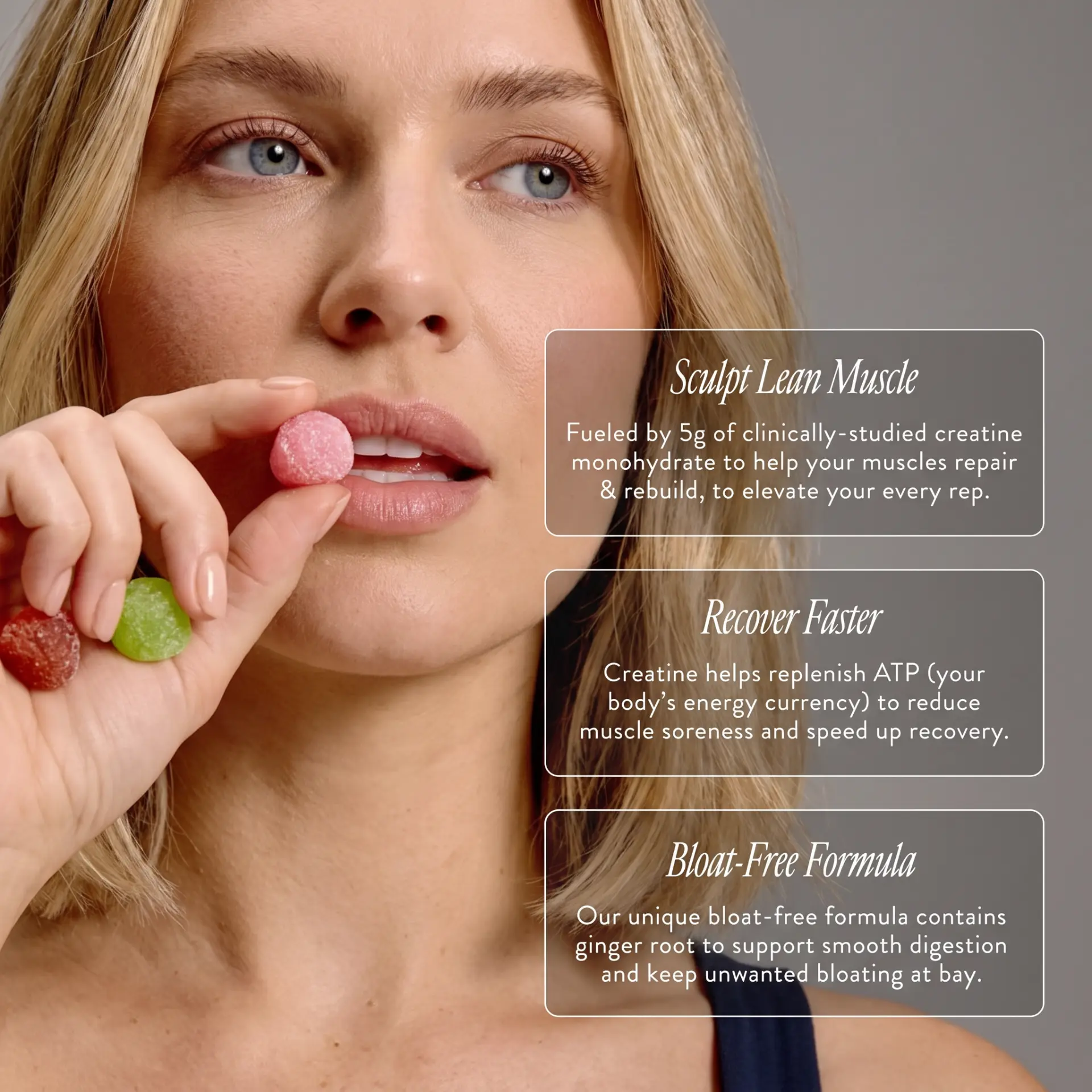 Sculpt lean muscle, recover faster and bloat-free formula benefits